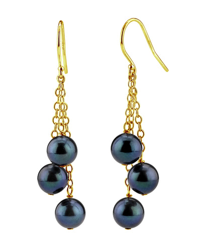 Black Akoya Pearl Cluster Earrings - Third Image