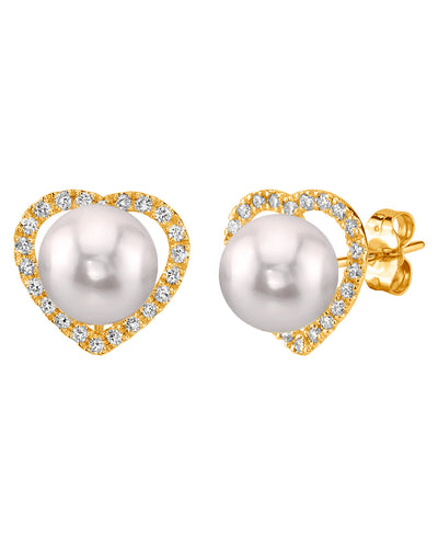 Akoya Pearl & Diamond Amour Earrings - Secondary Image