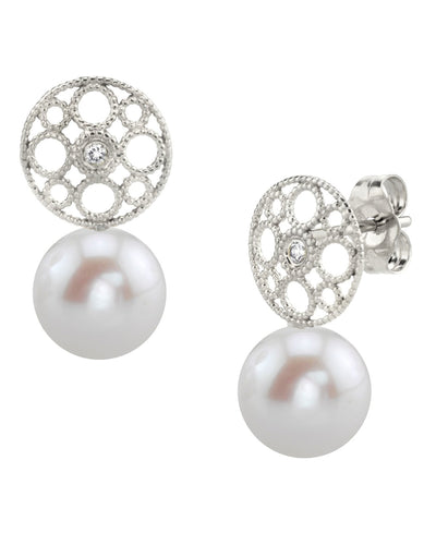 Freshwater Pearl & Diamond Faye Earrings