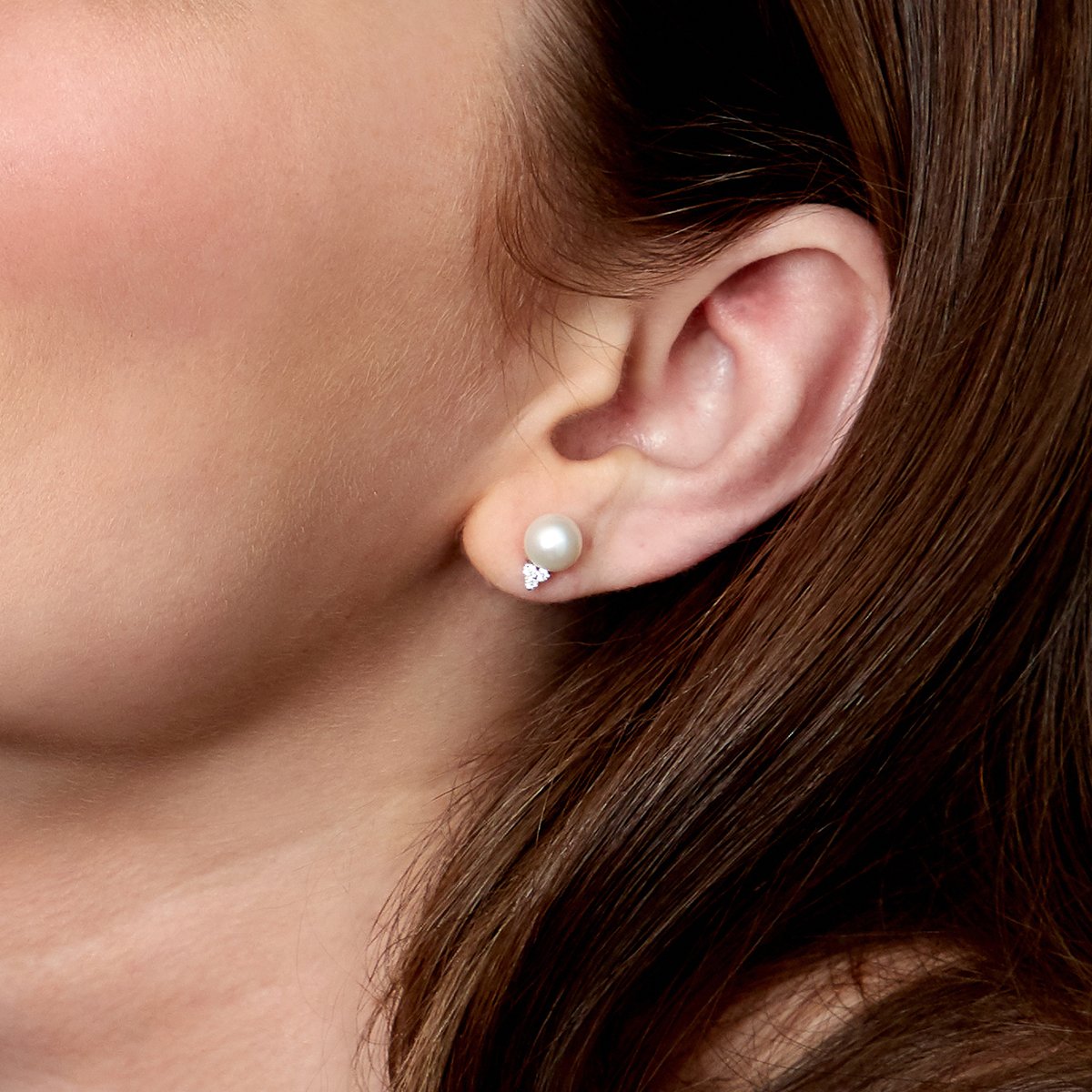 Akoya Pearl & Diamond Grace Earrings - Model Image