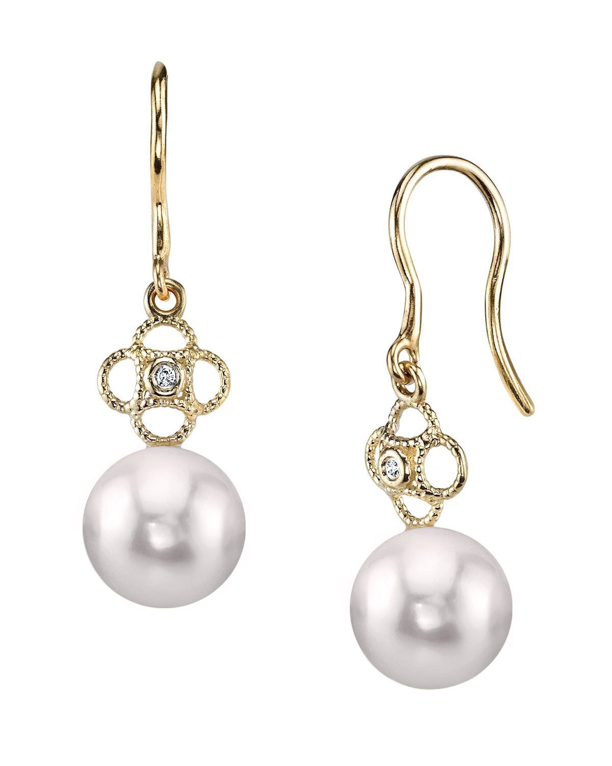 Akoya Pearl & Diamond Lacy Earrings - Third Image