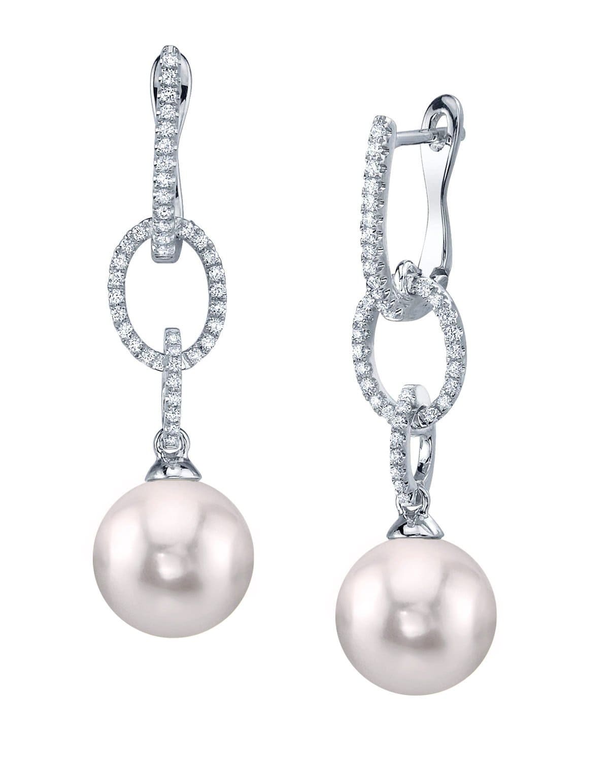 Akoya pearl and diamond earrings Clearance