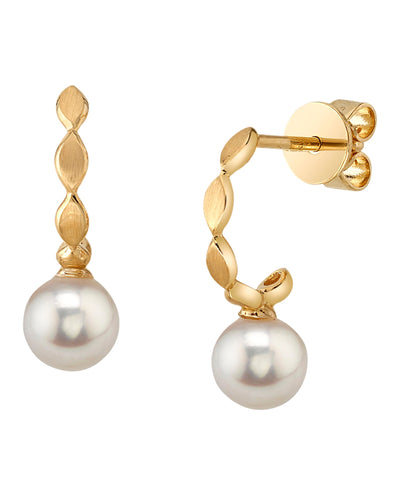White Akoya Pearl Macy Earrings - Model Image