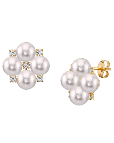 Akoya Pearl & Diamond Renee Earrings - Model Image