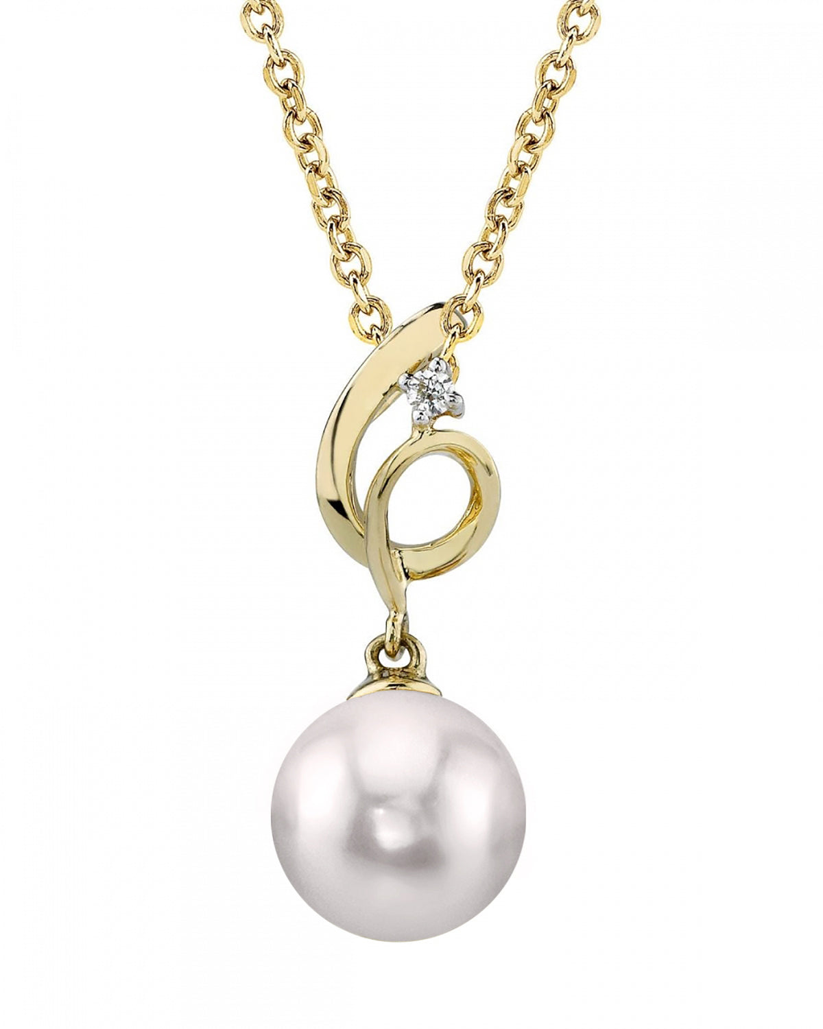 Akoya Pearl & Diamond Symphony Pendant- Choose Your Pearl Color - Secondary Image