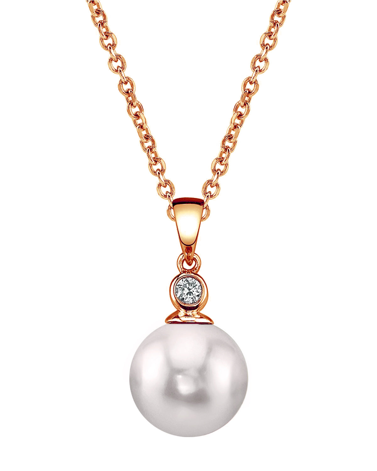 Akoya Pearl & Diamond Michelle Pendant- Choose Your Pearl Color - Third Image