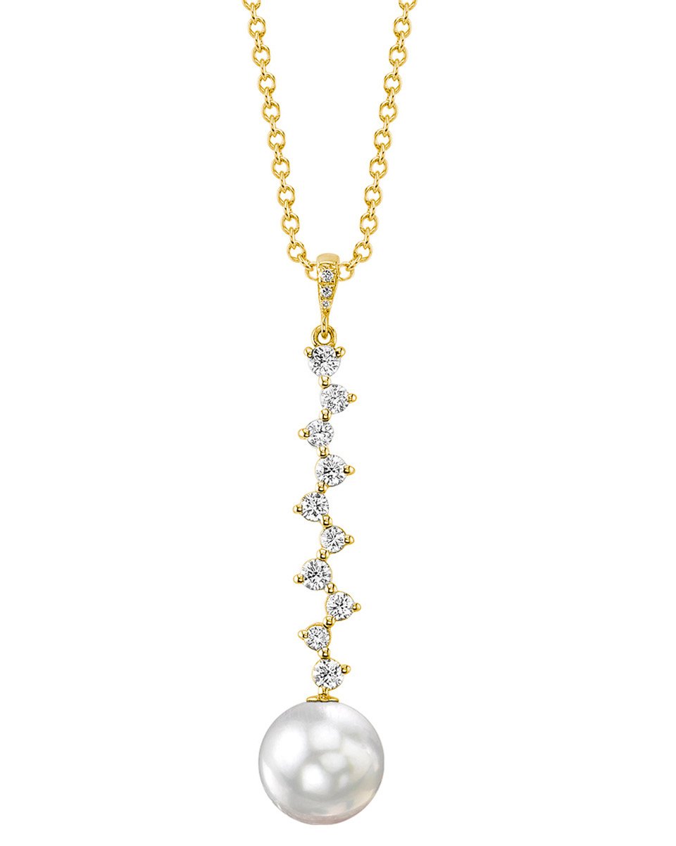 White South Sea Pearl & Diamond Naomi Pendant - Model Image