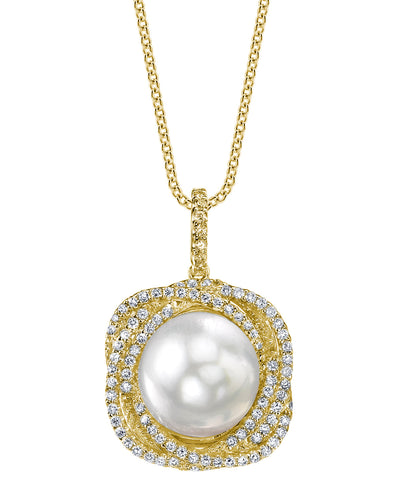 South Sea Pearl & Diamond Braided Pendant - Third Image