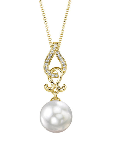White South Sea Pearl & Diamond Judy Pendant - Model Image