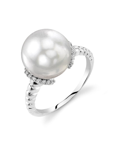 White South Sea Pearl & Diamond Jackie Ring