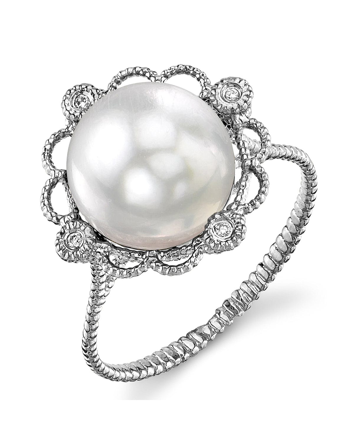 White South Sea Pearl & Diamond Couronne Ring