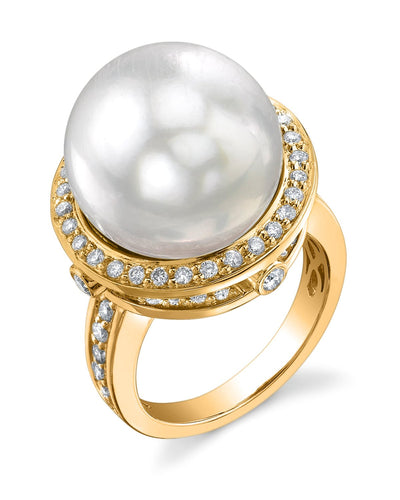 South Sea Pearl & Diamond Bella Ring - Model Image