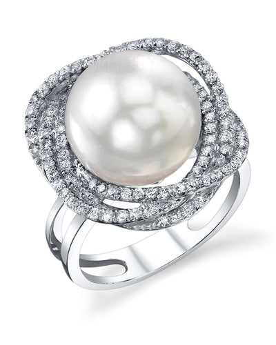 South Sea Pearl & Diamond Braided Ring