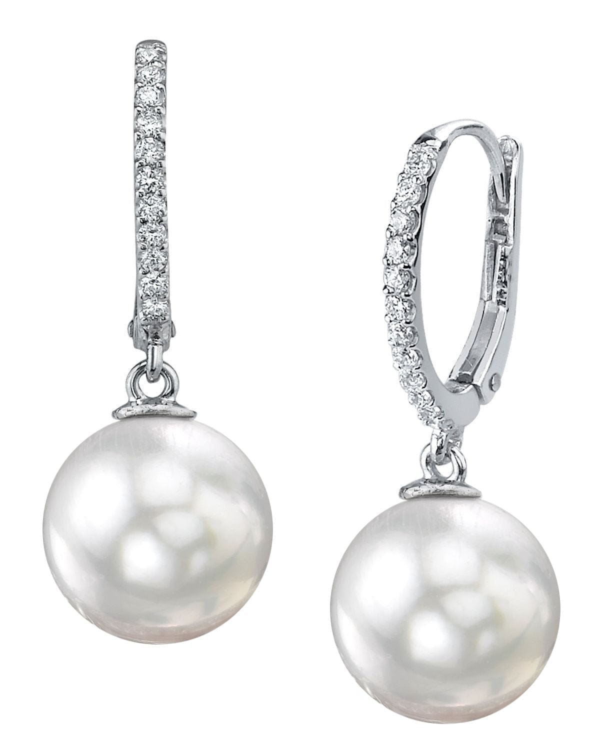 South Sea Pearl & Diamond Aurora Leverback Earrrings - Pure Pearls