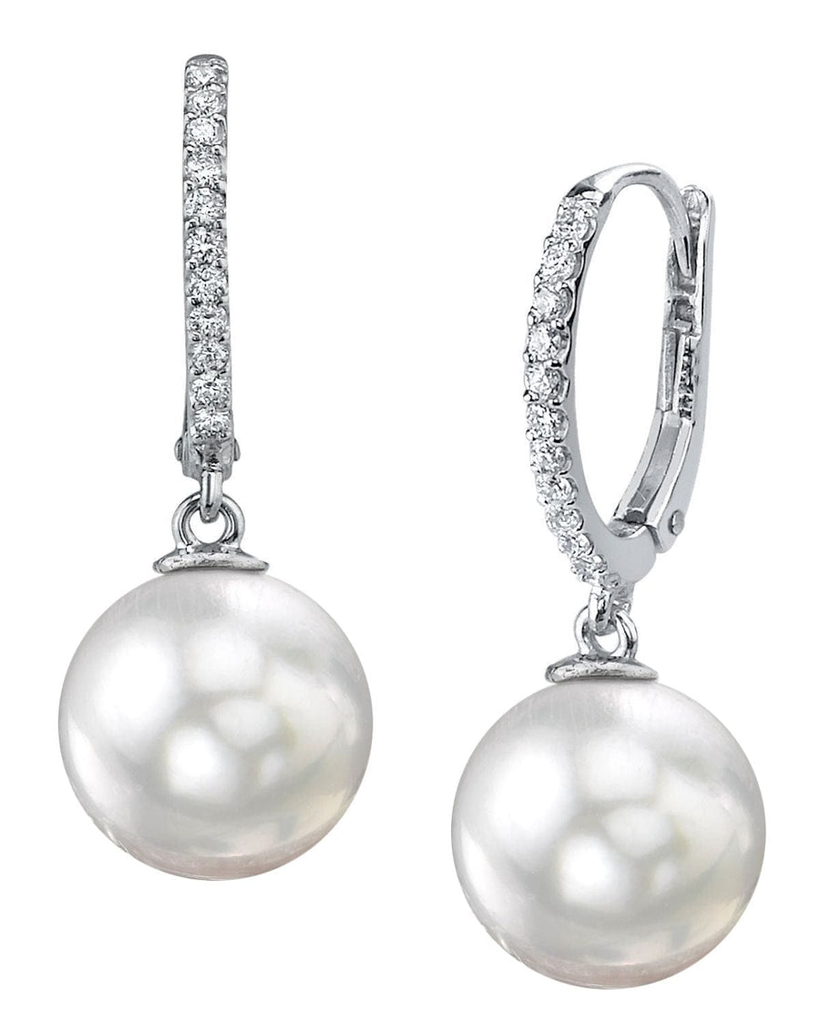 South Sea Pearl & Diamond Aurora Leverback Earrrings