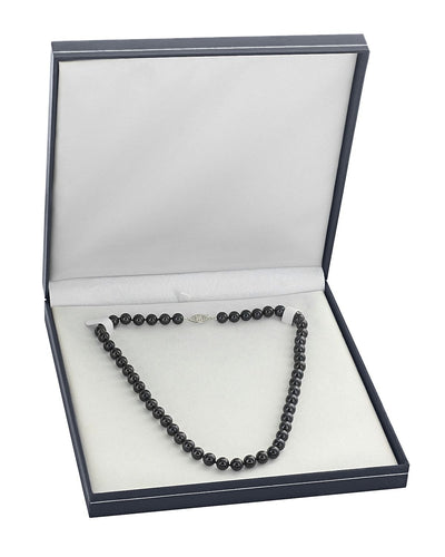 7.0-7.5mm Japanese Akoya Black Pearl Necklace- AAA Quality - Secondary Image