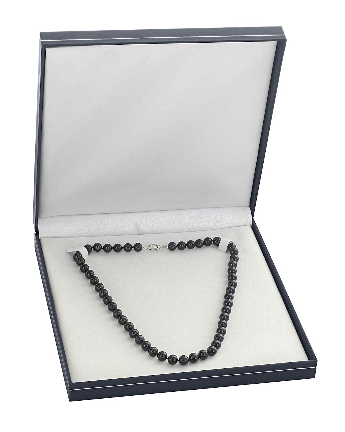 7.5-8.0mm Japanese Akoya Black Pearl Necklace- AAA Quality - Third Image