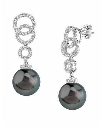 Tahitian South Sea Pearl & Diamond Link Earrings