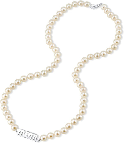 6.0-6.5mm White Freshwater Cultured Pearl Mom Necklace