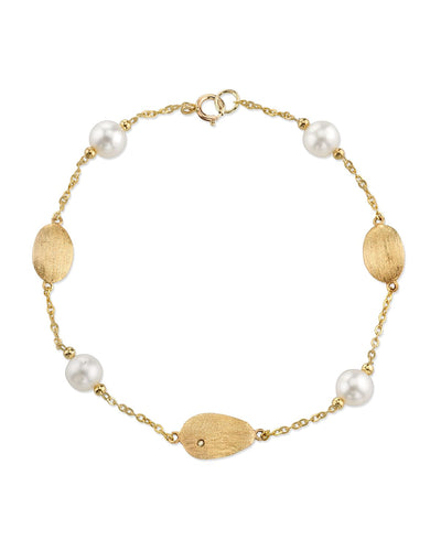 14K Gold Freshwater Pearl Mikayla Tincup Bracelet - Model Image