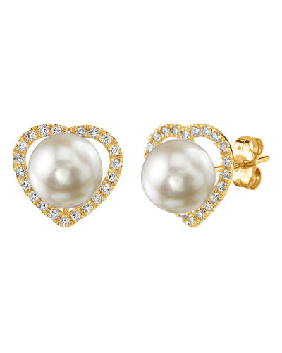 Freshwater Pearl & Diamond Amour Earrings - Secondary Image