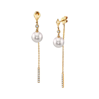 Freshwater Pearl & Diamond Krystal Earrings - Model Image