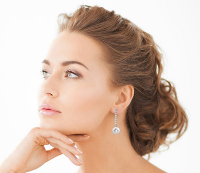 Freshwater Pearl & Diamond Serena Earrings - Secondary Image