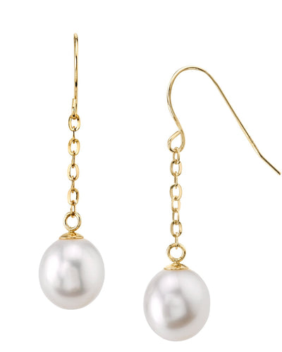 14K Gold Drop-Shape Freshwater Pearl Lila Tincup Earrings - Secondary Image
