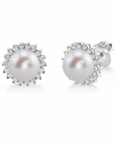 Freshwater Pearl & Diamond Tessie Earrings