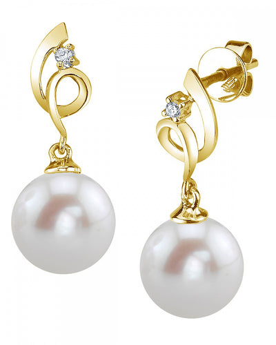 Freshwater Pearl & Diamond Symphony Earrings - Third Image