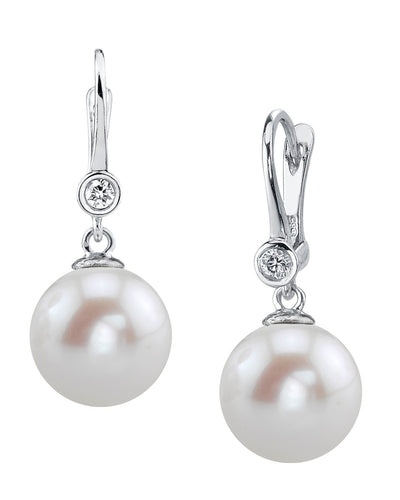 Freshwater Pearl & Diamond Michelle Earrings- Various Colors