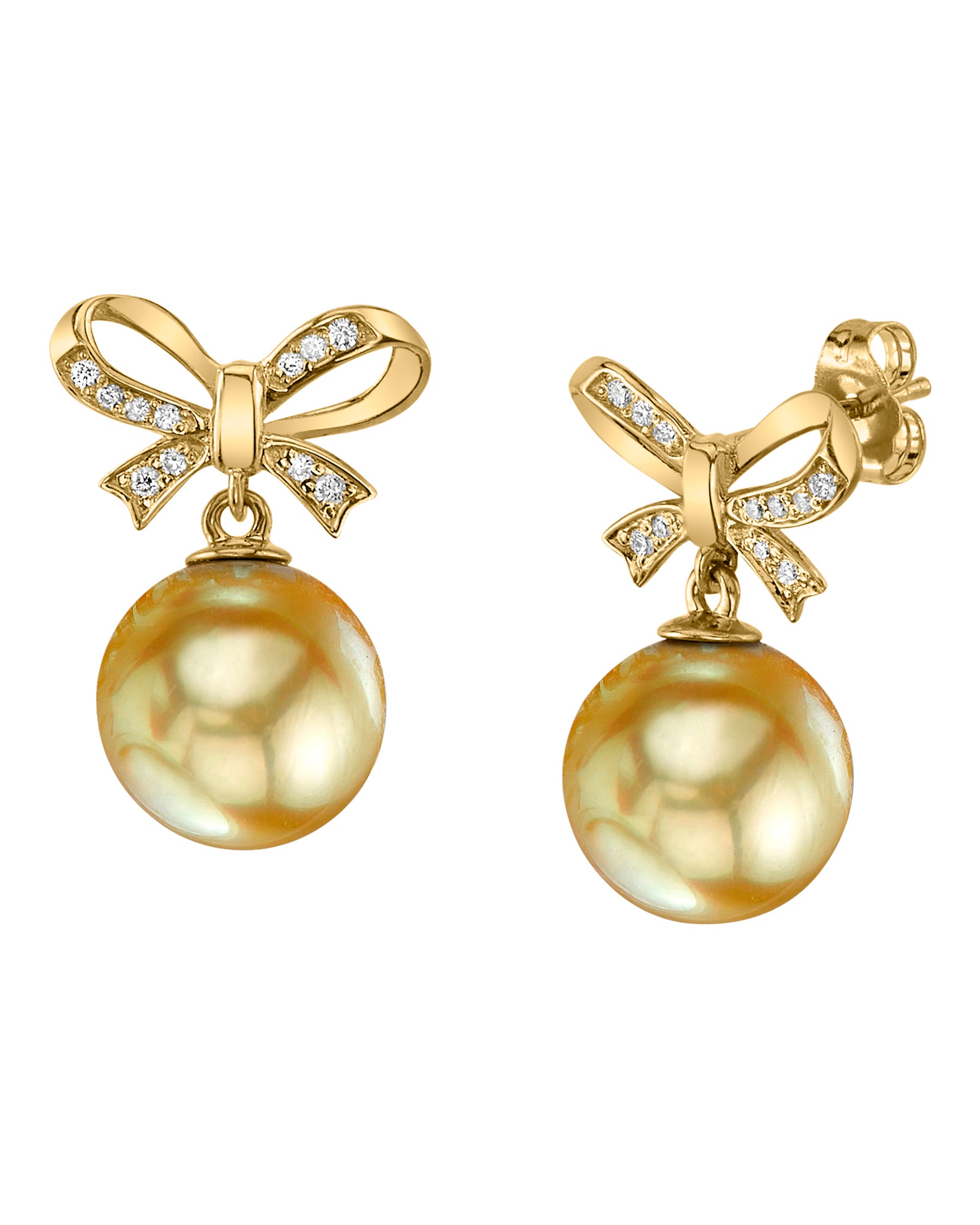 Golden South Sea Pearl & Diamond Dolly Earrings