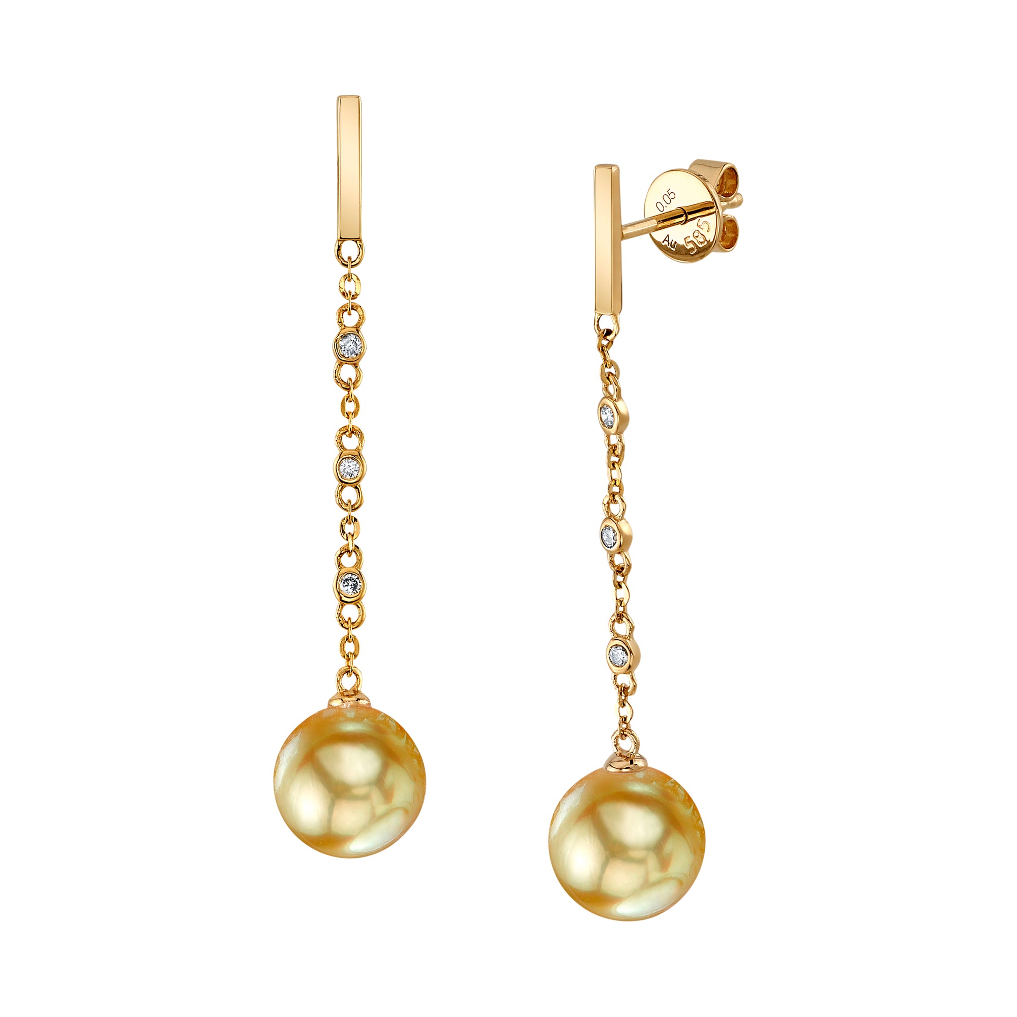 Golden South Sea Pearl & Diamond Estelle Earrings