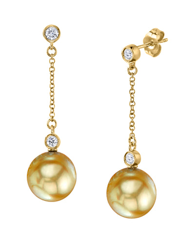 Golden South Sea Pearl & Diamond Leana Earrings