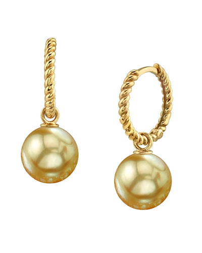 Golden South Sea Pearl Via Earrings