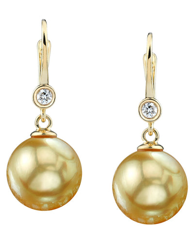 Golden Pearl & Diamond Michelle Earrings
