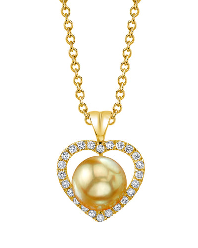 Golden South Sea Pearl & Diamond Amour Pendant