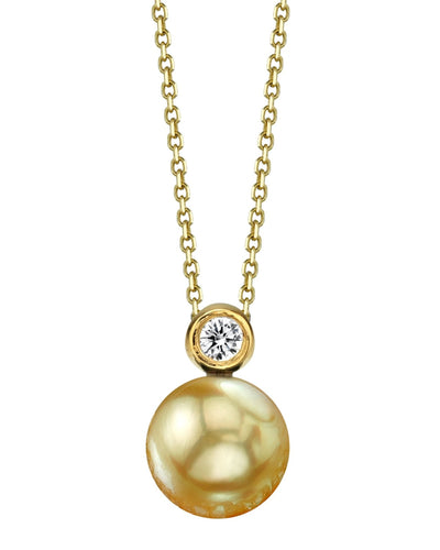 Golden Pearl & Diamond Dakota Pendant
