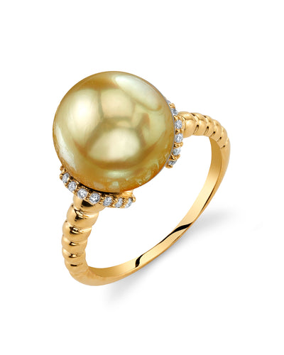 Golden South Sea Pearl & Diamond Jackie Ring