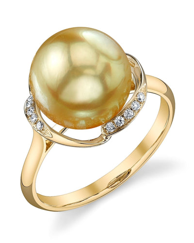 Golden Pearl & Diamond Ruby Ring