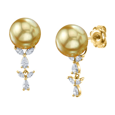Golden South Sea Pearl & Diamond Kiara Earrings