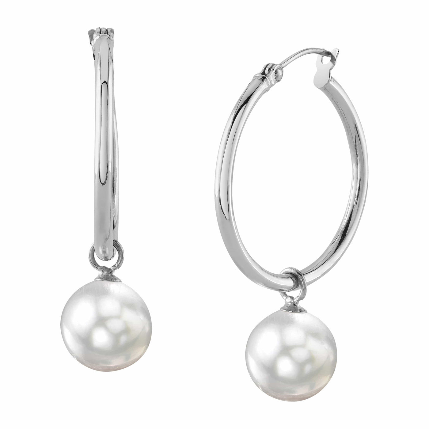 White South Sea Pearl Hoop Leane Dangling Earrings