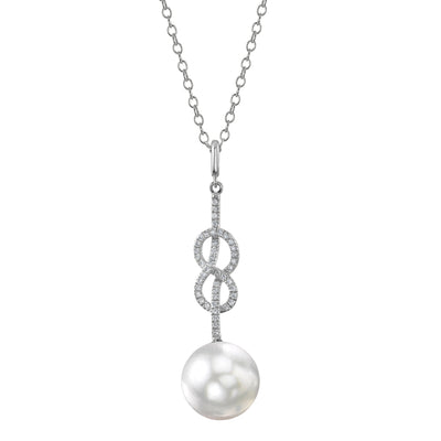 White South Sea Pearl & Diamond Levana Infinity Pendant