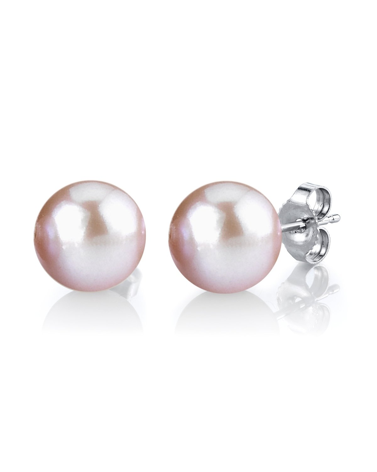 7mm Pink Freshwater Round Pearl Stud Earrings