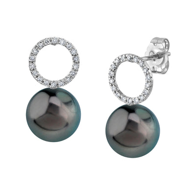 Tahitian South Sea Pearl & Diamond Maya Earrings