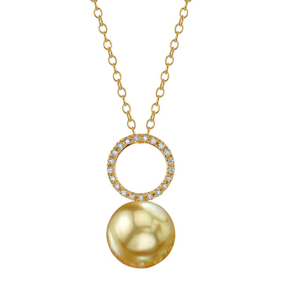 Golden Pearl & Diamond Maya Pendant