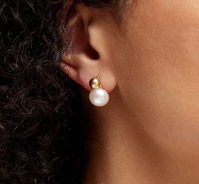Freshwater Cultured Pearl Melody Earrings - Model Image