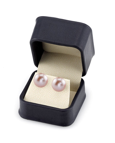 13mm Pink Freshwater Round Pearl Stud Earrings - Third Image