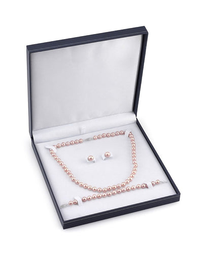 7.0-7.5mm Pink Freshwater Pearl Necklace, Bracelet & Earrings - Third Image