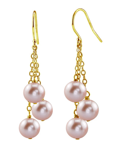 Pink Freshwater Pearl Cluster Earrings - Secondary Image